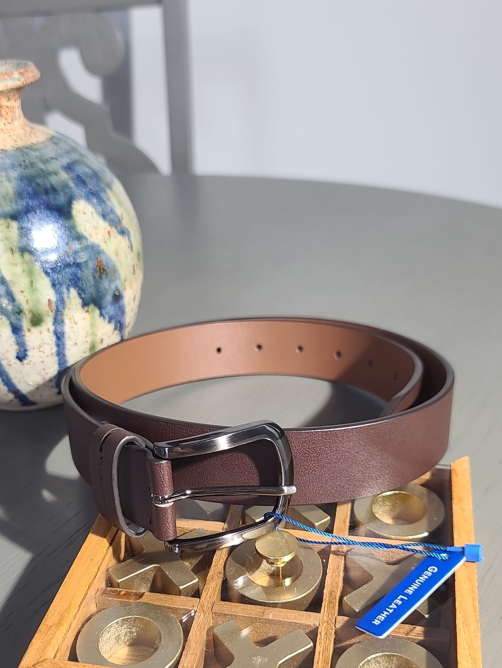 Vince Camuto Men's Brown Leather Belt Size 36